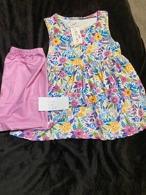 Floral Sleeveless Dress with Pink Shorts